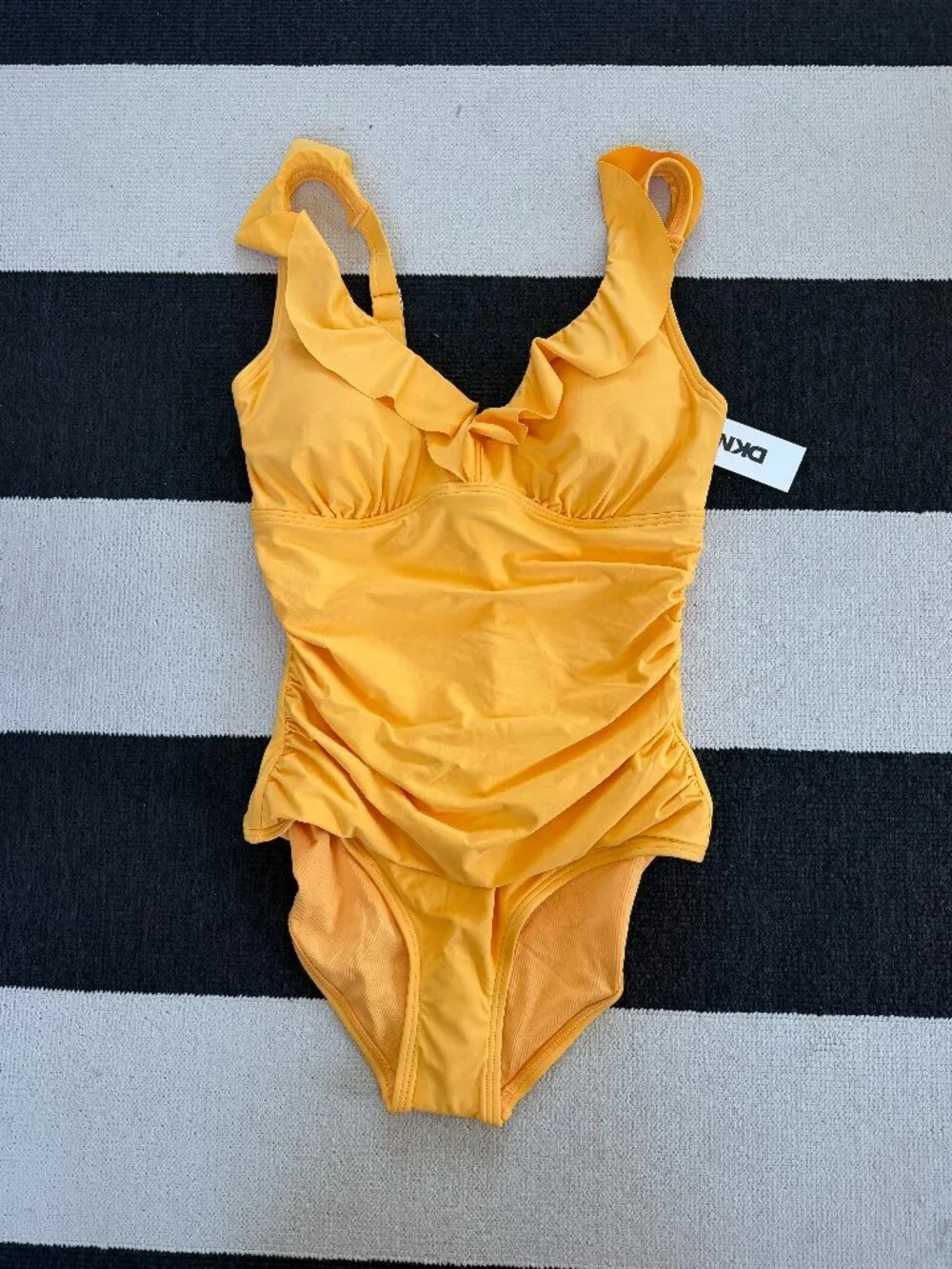 NWT DKNY Yellow Ruffled One Piece Swimsuit Size Medium - Picture 4 of 5